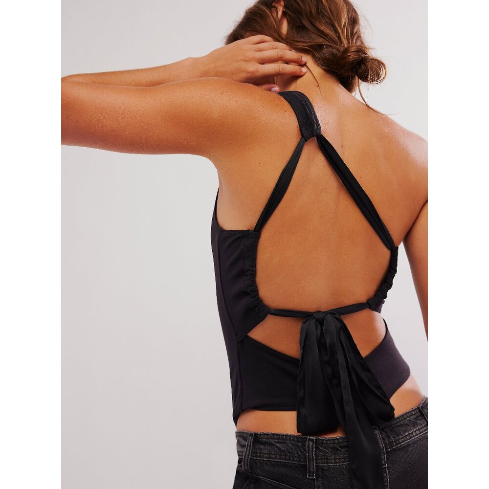 Free People Black Strappy Bodysuit